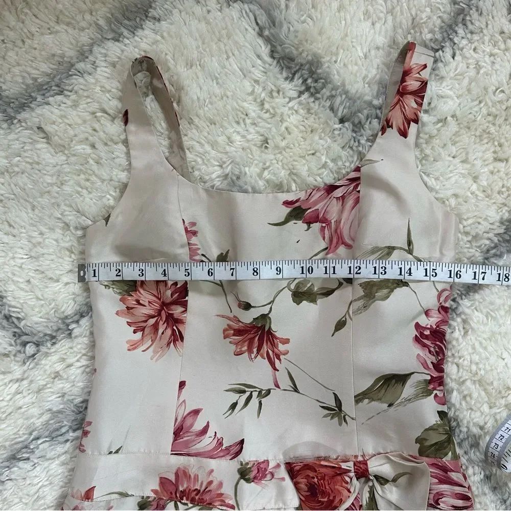 Rickie Freeman for Teri Jon White and Pink Floral Mini Dress 100% silk - Picture 7 of 10
